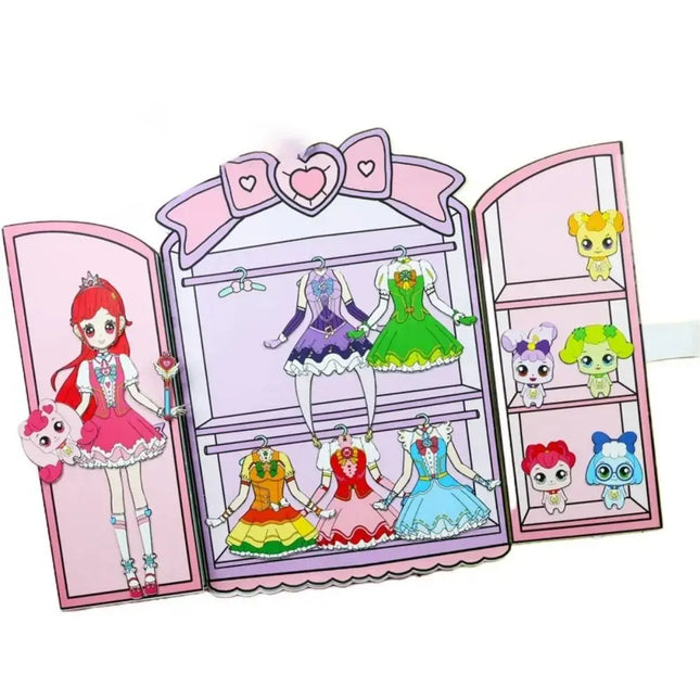 No Cutting Paper Doll House Girl Play Repeatedly Handmade Paper Doll Quiet Book DIY Toy Princess DIY Cute Princess Book