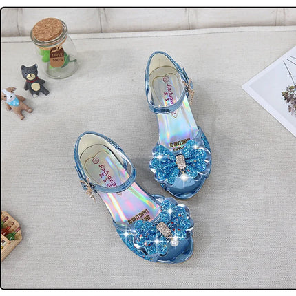 10 Colors Children Princess Sandals Kids Girls Wedding Shoes High Heels Dress Shoes Bowtie Gold Pink Blue Silver Shoes For Girls