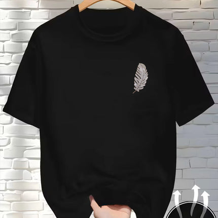New Round Neck Running T-shirt Men Summer Thin Top Feather print Quick Dry Short Sleeve Breathable Fitness Sports T-shirt Wear