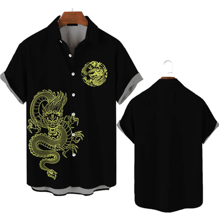 3d Printed 2025 Chinese Dragon Shirt Men Women Fashion Summer Hawaiian Shirt Fashion Top Loose Short Sleeves Blouse Clothing