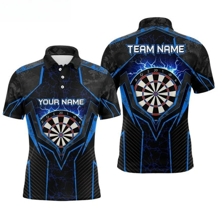 2026 Collar Button T-shirt 3D Dart Printed Men's Polo Shirt Fashionable Casual Sports Jersey Short Sleeved Dart Polo Shirt