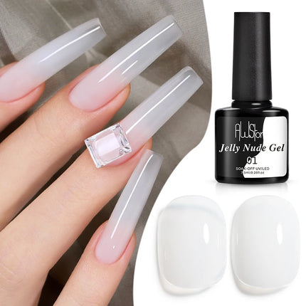 AWStorG 7.5ml Milky Jelly White Gel Nail Polish Translucent Semi Permanent Soak Off UV LED Gel Varnish Manicure Nail Art