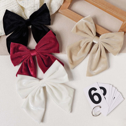 Autumn Winter Hot Sell Velvet 5inch Bow Hair Clip For Girl Teen Ponytail Decor Fashion Barrettes Kid Party Wear Hair Accessory