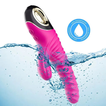 LDS New Arrival Telescopic Swinging Rabbit Head Massager Magnetic Charging Silicone Personal Wellness Stick