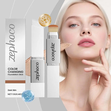 ZEPHOCO 2 in 1 Color Changing Foundation Make-up Stick Long Lasting Moisturizing Makeup High Concealer Power Makeup Korean