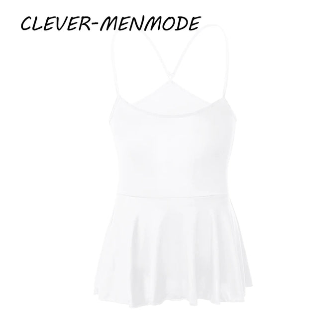 Sexy Suspender Open Back Nightdresses Slip Dress Pajamas Mini Sexy Short Dresses Crossdresser Erotic Costume Homewear