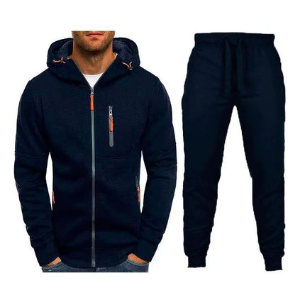 Men's 2 Piece Tracksuit Set Zip Up Hoodie & Joggers Running Sportswear Outdoor Training Suit Casual Fleece Sweatsuit