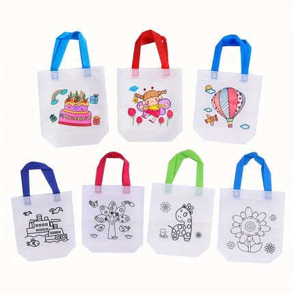 DIY Graffiti Bags with Markers Handmade Painting Non-Woven Bag for Kids Arts Crafts Color Filling Drawing Toys Christmas Gifts
