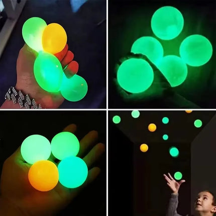 Luminous Balls High Bounce Glowing Ball Sticky Wall Home Party Decor Kids Adult Gift Anxiety Stress Relieve Toy