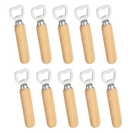 Popular Beer Bottle Opener with Thickened Stainless Steel Wooden Handle Capable of Opening Alcoholic & Non-alcoholic Beverages
