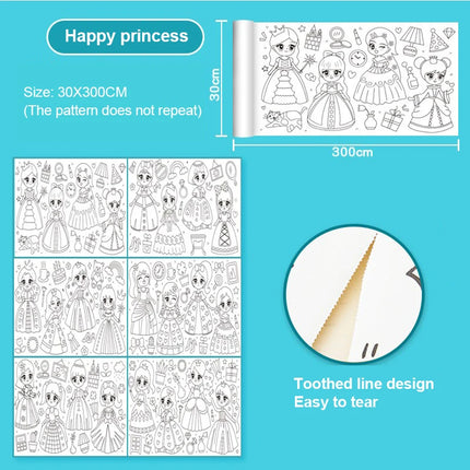 Children's Drawing Roll Sticky Color Filling Paper Graffiti Scroll Coloring Paper Roll for Kids DIY Painting Educational Toys
