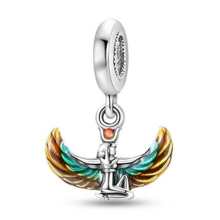 Ancient Egypt's 925 Sterling Silver Guardian Pharaoh&Devil's Eye&Pyramid Sphinx Dangle Charm Fit DIY Bracelet Necklaces Jewelry