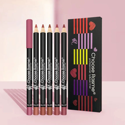 6-Color Plump Lip Liner, Soft, Bright, Rich, Silky, Smooth, Delicate, Waterproof, Easy Makeup, Portable Lipliner