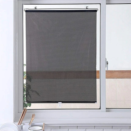 1pc Nail-free Suction Cup Roller Blinds Retractable UV Proof Blackout Curtains Black/Silver Sun-shading Roller Blinds For Car
