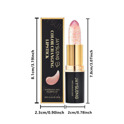 Color Changing Lip Balm Shimmer & Gold Foil Nourishing Lipstick Moisturizing pH Reactive Tinted Lip Gloss for Soft Pink Lips