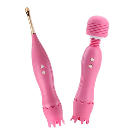 2 in 1 Magic Wand Licking Vibrators For Women Clitoris Sucker Nipple Licks Vaginal Anal Plug Female Masturbator Sex Toys Adults
