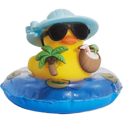 1pc Car Dashboard Ornaments Summer Yellow Duck Coconut Skateboard Hat Rubber Squeeze Duck Cute Car Decoration