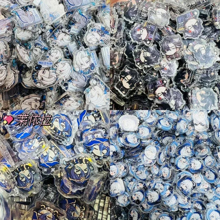 Game Impact Focalors Forina 20Pcs 2cm Patch Keychain Hair Tie Refrigerator Sticker Phone Case DIY Accessories Acrylic Sheets