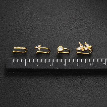 1PC Fake Piercing Nose Ring Cuff for Women Trend Ear Cuff Heart Cross Star Flower Butterfly Shaped Nose Clip Ring Body Jewelry