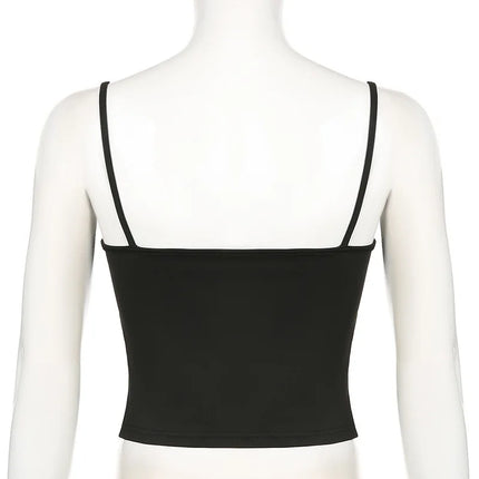 Sexy Spaghetti Strap Tank Tops Fashion Women White Solid Basic Sleeveless Y2K All-Match Crop Top Casual Streetwear Harajuku Tees