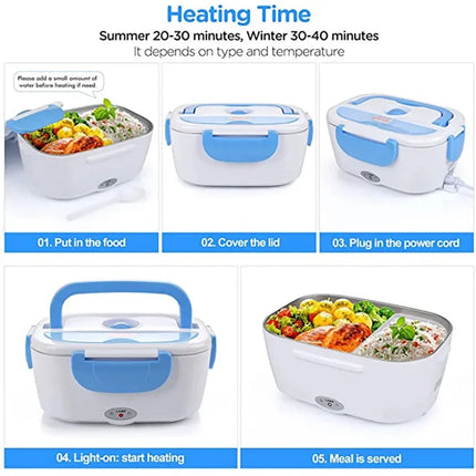 New Home 110V 220V Stainless Steel Electric Lunch Box Small Office Picnic Portable Lunch Box Insulation Lunch Box Food Container