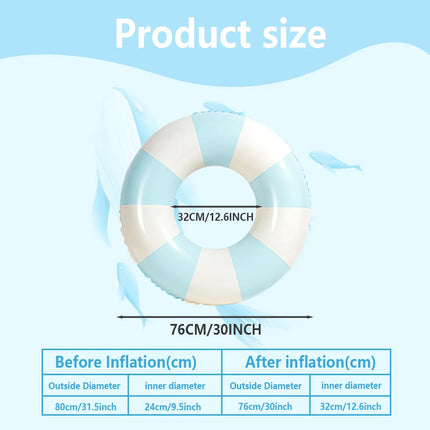 New Swimming Ring, Thickened PVC, Retro Striped Swimming Ring, Lifebuoy, Inflatable Underarm Ring, Floating Ring, 1PC S