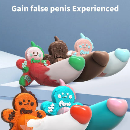 Monster Dildo Silicone Fantasy Colorful Cute Dildo Gingerbread Man Strong Suction Cup Dragon Dildo Anal Plug Sex Toys For Women
