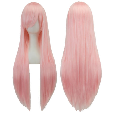 Synthetic Light Pink Long Wig for Anime Cosplay Megurine Luka Straight Momoi Satsuki Wig with Bangs