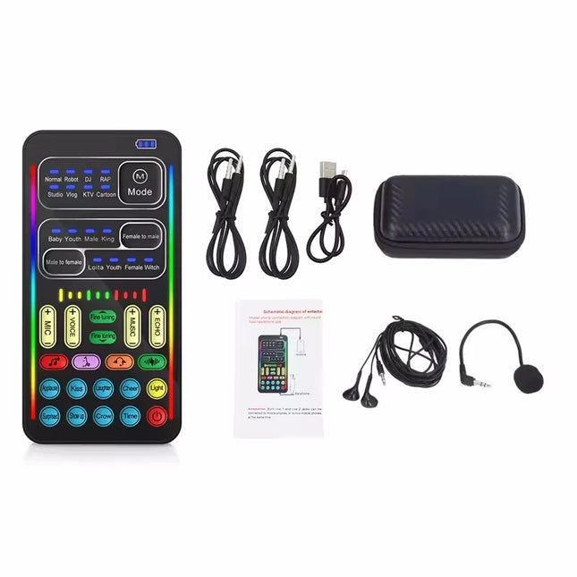 Voice Changer Microphone Bluetooth Mic Wireless For iPhone Android Mobile Cell Phone PC Mini Live Sound Card Mixer Recorder Kit