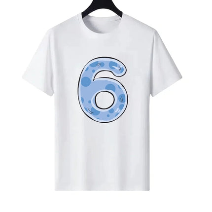 Letter Number Woman Black Summer Round Neck Parent-child Clothing Family Tops Unisex Comfort Short Sleeves T-Shirt Men Blouses