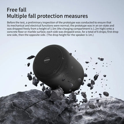 Lenovo IPX4 Waterproof 360° Surround Sound, 1200mAh Battery Compact Subwoofer, Portable Bluetooth 5.4 Speaker for Outdoor & Home