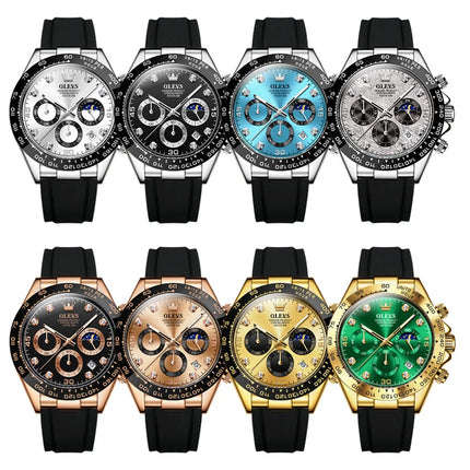 OLEVS 2875 Fashion Men's Watch Luxury Original Moon Phase Calendar Wristwatch Chronograph Luminous Waterproof Watch For Men