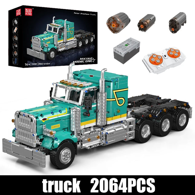 Mould King 13201 Technical Car Toys RC American Truck Building Block Motorized Enginerring Truck Brick Set Kids Christmas Gift