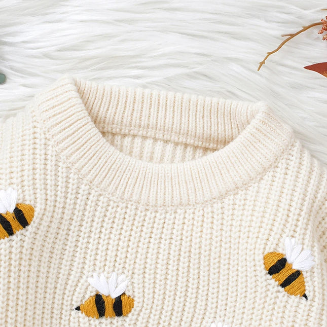 White Infant Baby Boy Girl Sweater Long Sleeve Knitted Toddler Casual Outwear Pullovers Tops 0-3T Spring Autumn Winter Costumes