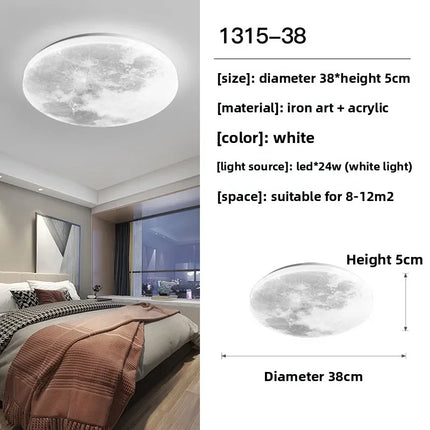 Lunar LED Ceiling Light, Minimalist Round Pendant, Moon-Inspired Lighting for Bedroom, Kitchen, Balcony Decor