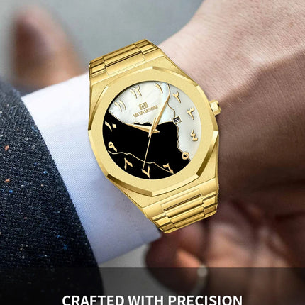 Top Brand Men Watch Marble Dial 42mm Arabic Scale Clock Silver Stainless Steel Quartz Movement Sports Business Wristatch for Men