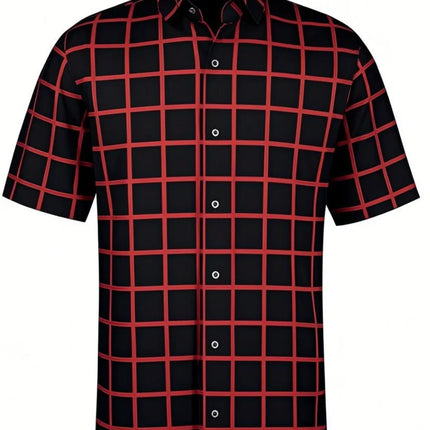 Fashion Men's Short Sleeve Shirt Casual Plaid Color Summer 3D Printed Lapel Shirt New  Fashion Casual Men's Clothing Unisex Tops