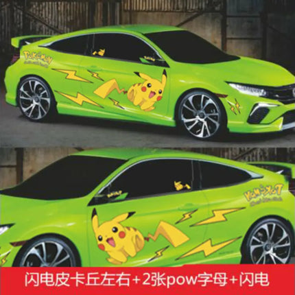 popular anime Pokemon cute Pikachu car sticker Scratch obstruction waterproof Cartoon creative car door decal sticker