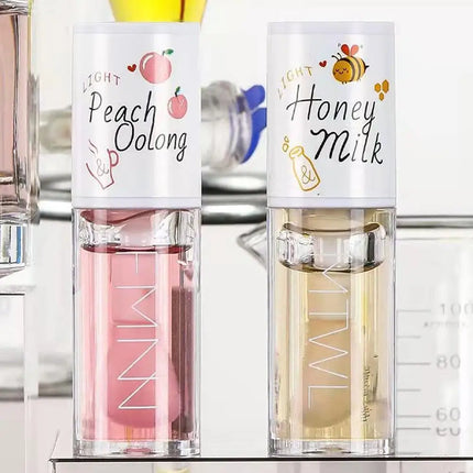 Kawaii Honey Peach Lip Oil  Long Lasting Non-sticky Moisturizing Lip Tint with Lip Plumper Hydrating Lip Care Serum 5ml Make Up
