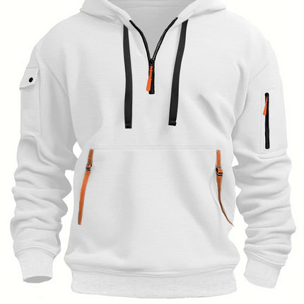 European size plus size casual Spring and autumn men's hoodie pullover zipper sports pocket big hoodie 2025 tide