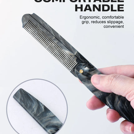 1/2PCS Marble Pattern Beard Folding Comb With Key Chain Mini Mustache Comb Men Portable Travel Beard Care Hair Styling Tool Comb