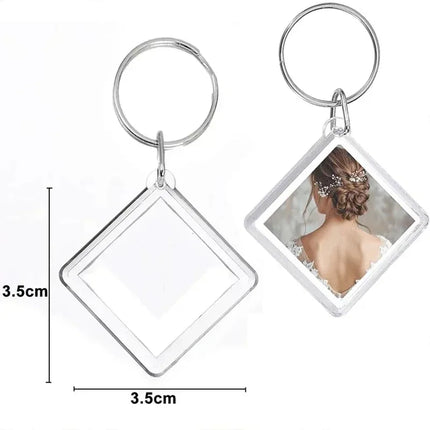 50/1pcs Transparent Rectangle Blank Acrylic Insert Keychain Photo Picture Frame Keyring Holder DIY Split Ring KeyChain Gifts