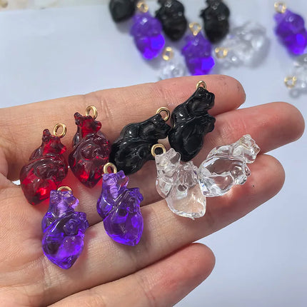 10pcs Simulation Wine Red Cardiac Organ Resin Charms Hallowmas Pendant For Jewelry Make DIY Cute Earring Necklace Bracelet Charm