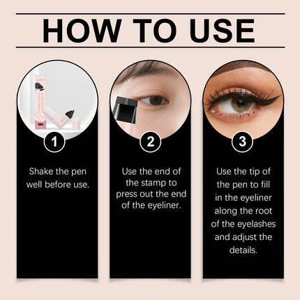 Rotating Eyeliner Stamp Pen Waterproof Sweat-Proof Integrated Black Brown Dual-Head Triangular Tip Symmetric Liquid Eyeliner Pen