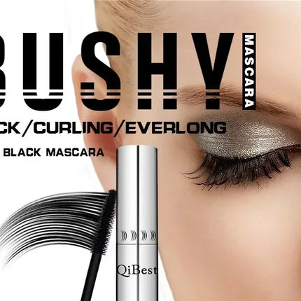 Qibest Silver Tube Mascara Waterproof Long & Curling Black Eyelashes Easy Removal No Dizziness Everlastingly Lasting