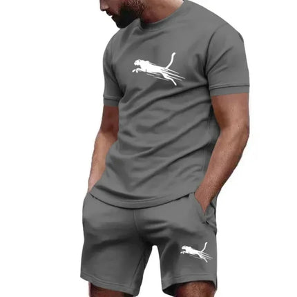 2026 Summer New Men's Casual Outdoor Breathable Quick-Drying Loose Short-Sleeved T-Shirt and Shorts Sportswear Set for Jogging