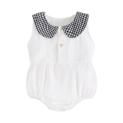 Sanlutoz Summer Cotton Baby Bodysuit Newborn Cute Plaid Clothing for Baby Girls Sleeveless Princess Toddler Infant Bodysuits