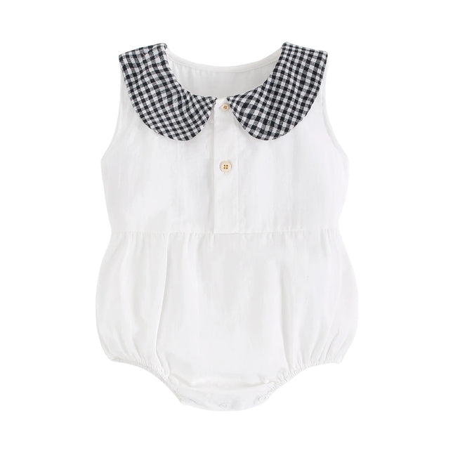 Sanlutoz Summer Cotton Baby Bodysuit Newborn Cute Plaid Clothing for Baby Girls Sleeveless Princess Toddler Infant Bodysuits