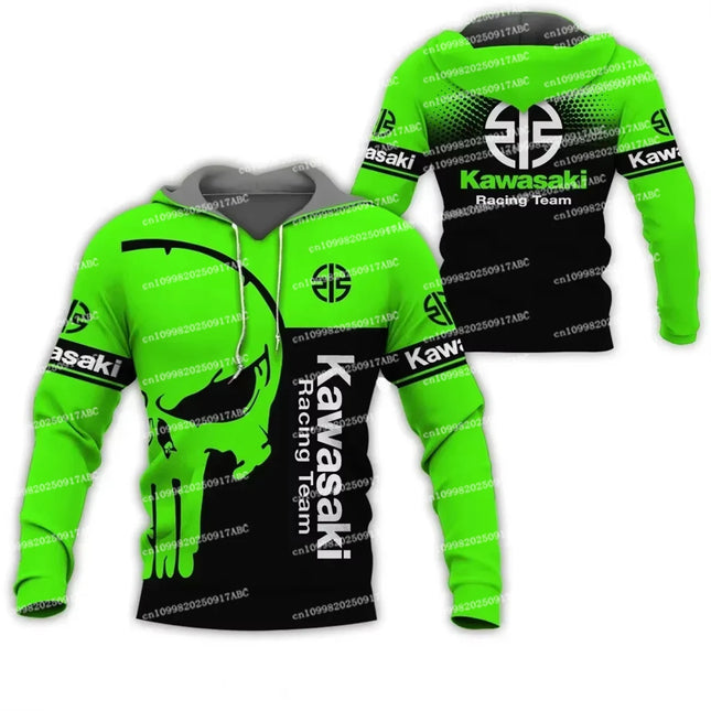 （Kawasaki ）Men's Hoodie Kawasaki Hooded Men's Sports and Leisure Wear 3D Printed Women Hoodie Adventure Fashion Motorcycle Top