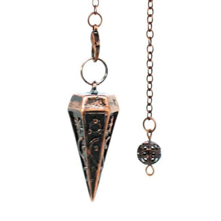 Copper Metal Rune Pendulum For Dowsing Divination Balancing Body Healing Chakra Reiki Spiritual Antique Pendant